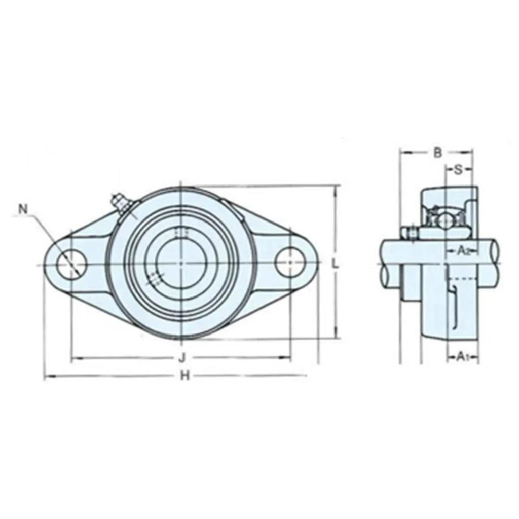 2x UCFL205/16 1"  bore 2-Bolt Flange Pillow Block Bearing Self Aligning