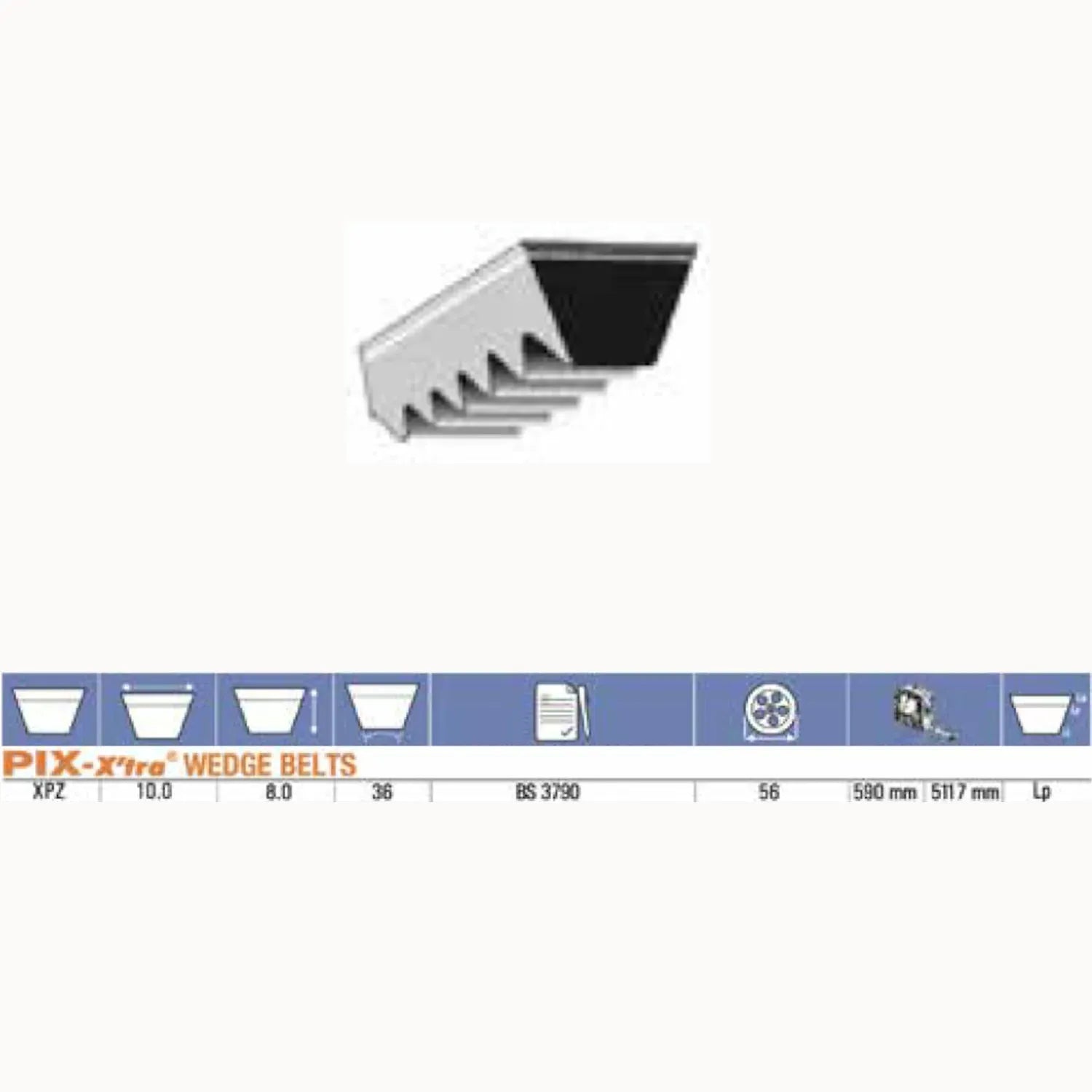 XPZ Section V-Belt Sizes XPZ-0630, XPZ-630 – XPZ1600