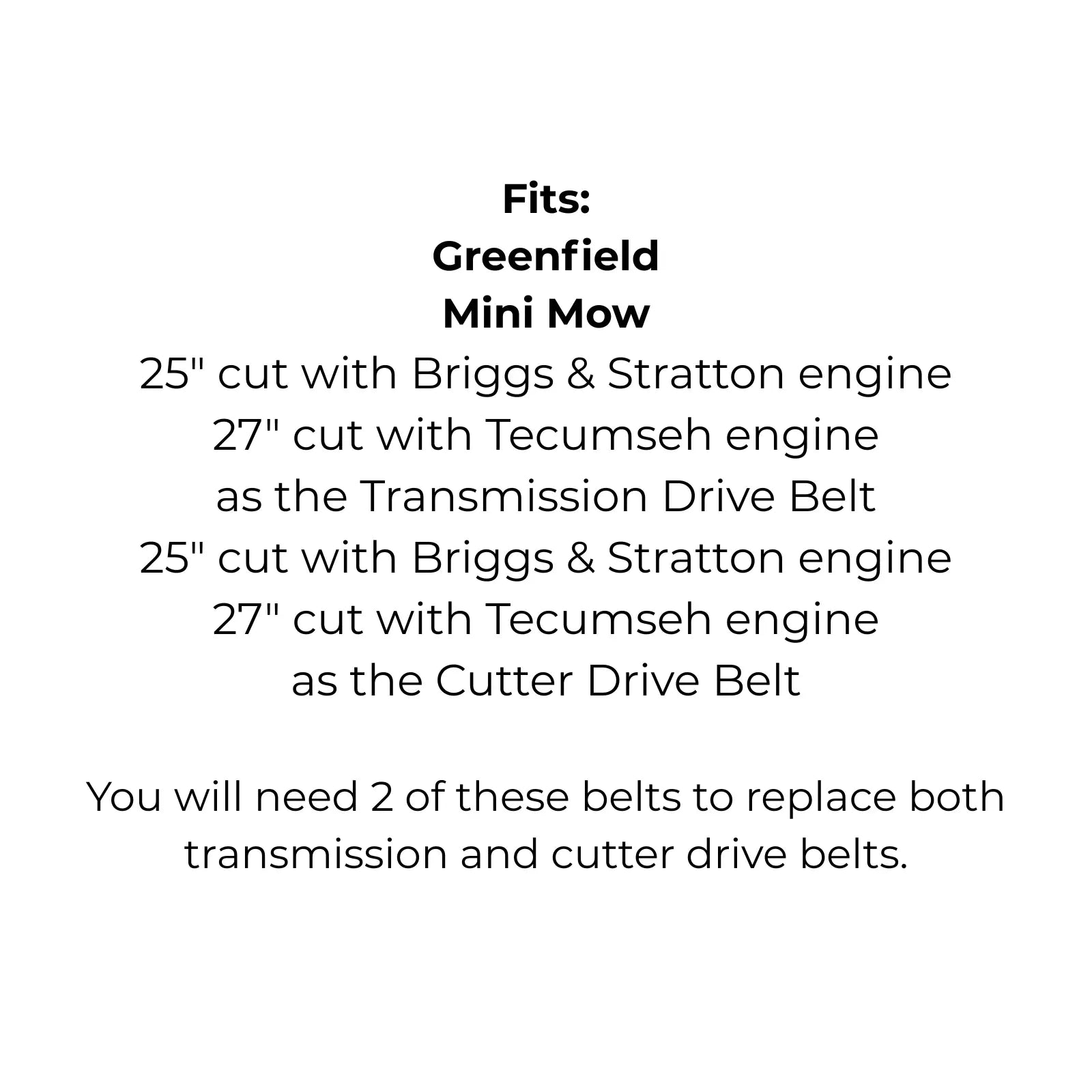 2x Belts Replace GT2314 for Greenfield Mini Mow
