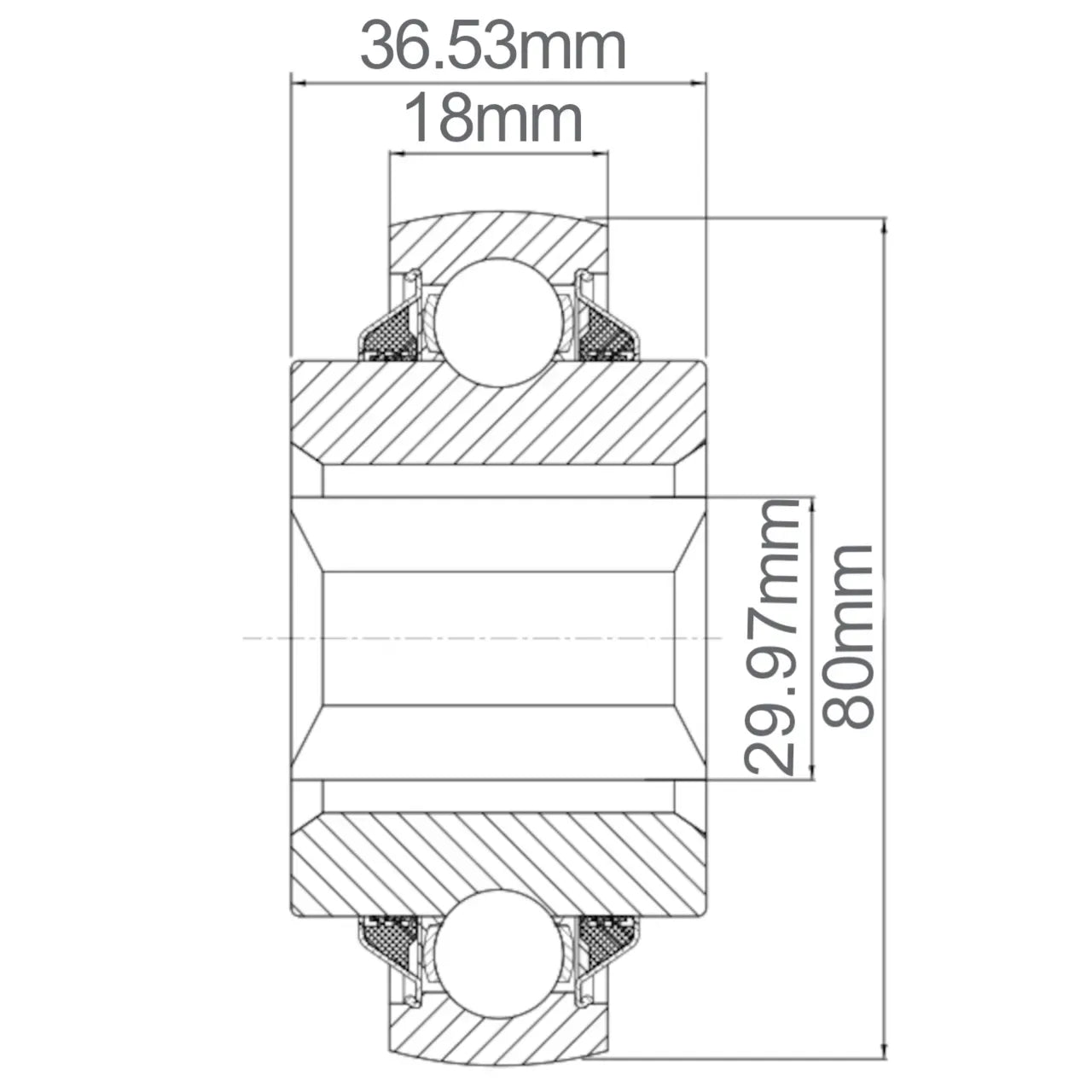 W208PP5 Square Bore Agricultural Bearing | 80mm x 29.97mm x 36.53mm x 18mm