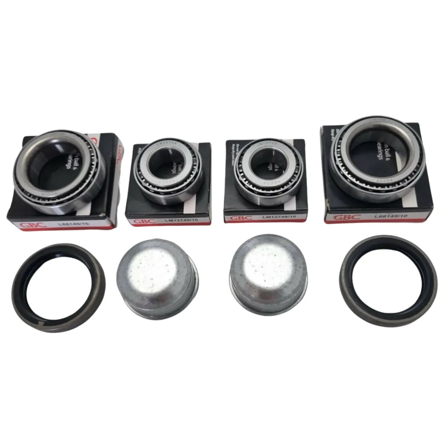 2x Standard Trailer Wheel Bearing Kits with Dustcaps for Ford Axles L68149/10 and LM12749/10